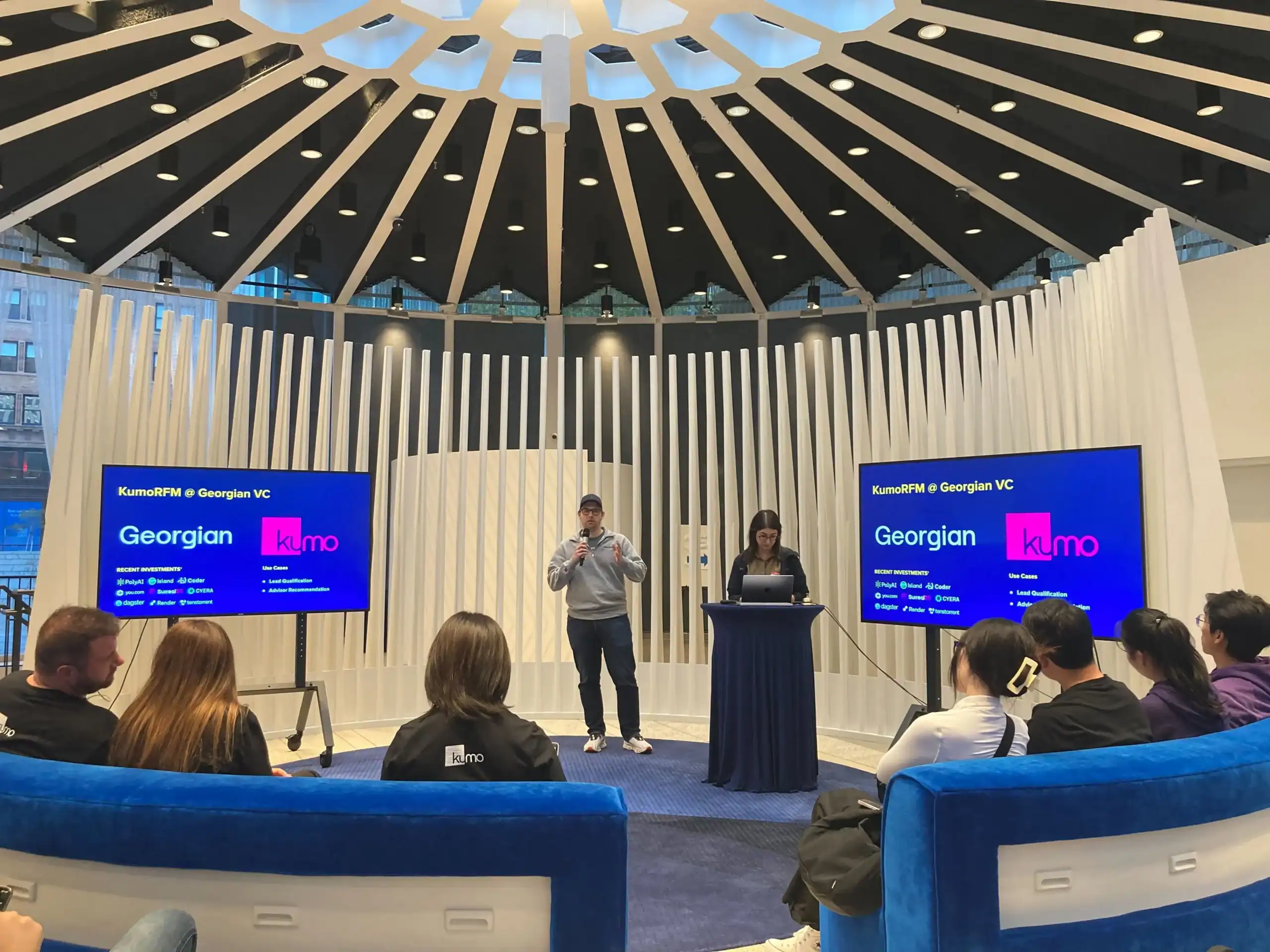 Azin and Frederik presenting at Kumo.ai Hackathon
